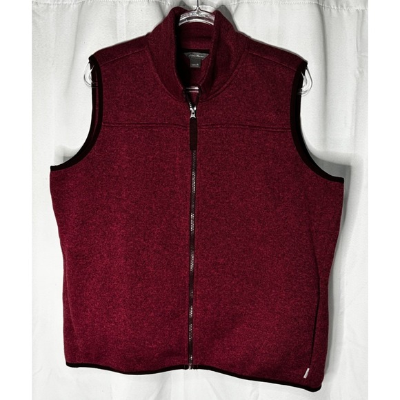 Eddie Bauer Sweaters - Eddie Bauer Women's Full Zip Fleece Vest Burgundy Size XL Soft Knit Casual